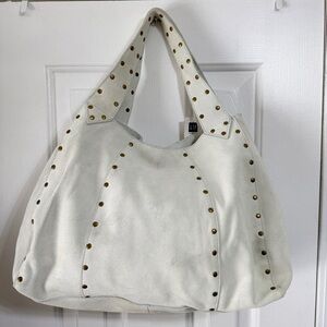 NWT Vintage Y2K GAP white suede leather bronze studded hobo boho shoulder bag